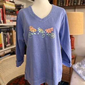 Vintage Fresh Produce V-Neck Top blue small